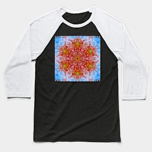 Digital Mandala Red Yellow and Blue Baseball T-Shirt